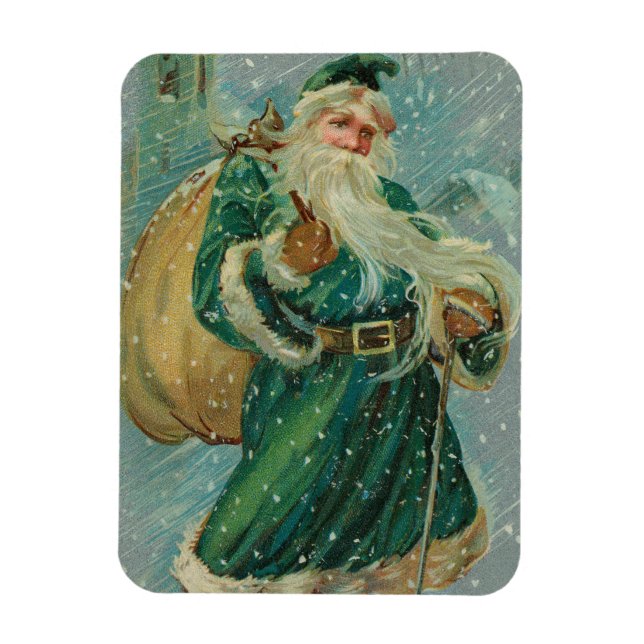 Magnet Flexible Christmas Greetings-Retro Santa Claus Postcard (Vertical)