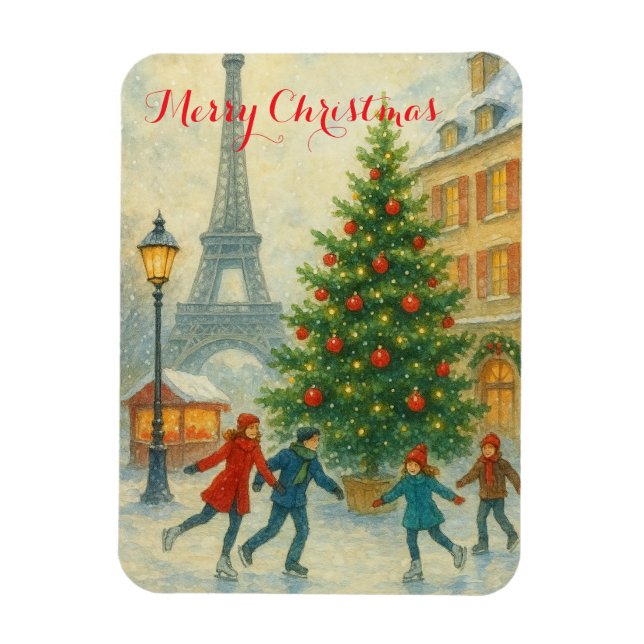 Magnet Flexible Christmas in Paris Eiffel Tower Winter  (Vertical)