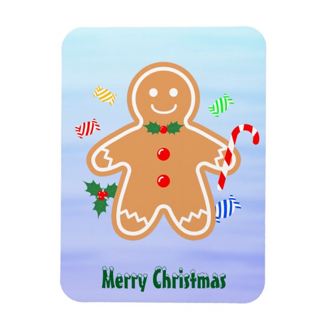 Magnet Flexible Christmas Treats Gingerbread Man Candy Cane (Vertical)
