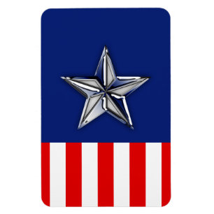 Magnet Flexible Chrome Comme Silver Star Festive Couleurs patrioti