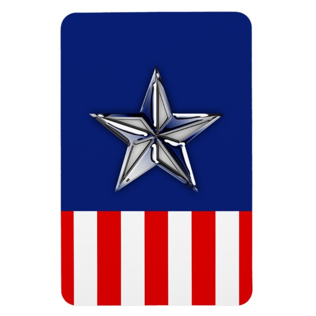 Magnet Flexible Chrome Comme Silver Star Festive Couleurs patrioti (Vertical)