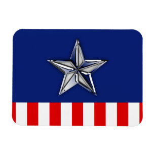 Magnet Flexible Chrome Comme Silver Star Festive Couleurs patrioti