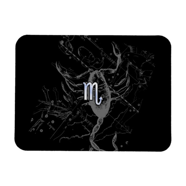 Magnet Flexible Chrome Style Scorpio Zodiac Symbole sur Hevelius (Horizontal)