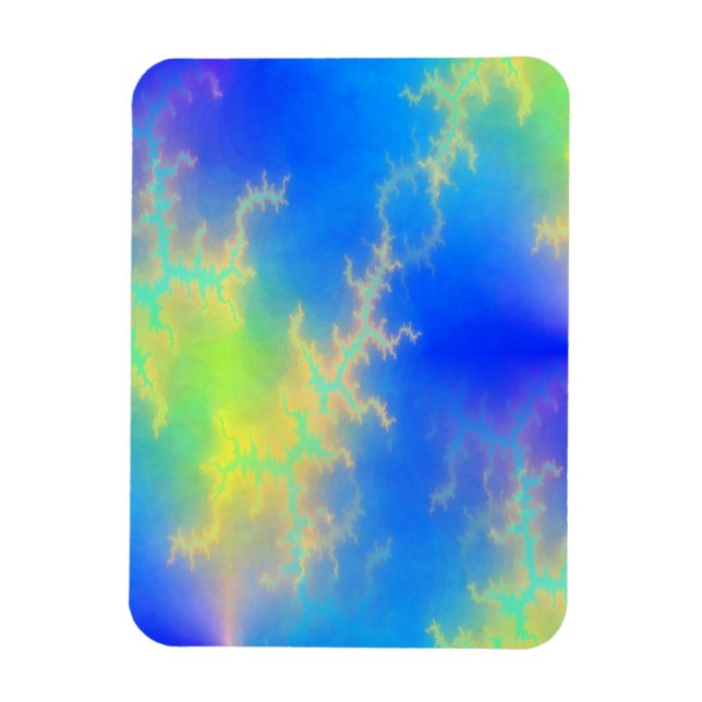 Magnet Flexible Ciel bleu et boulons de foudre jaune doré (Vertical)