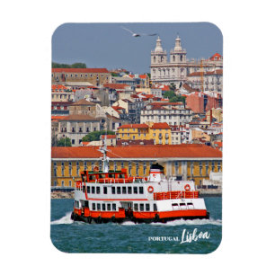 Magnet Flexible Ciel de Lisbonne avec vieux ferry sur le fleuve Ta