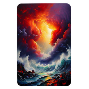 Magnet Flexible Ciel enflammé et mer rugissante – Art de paysage m