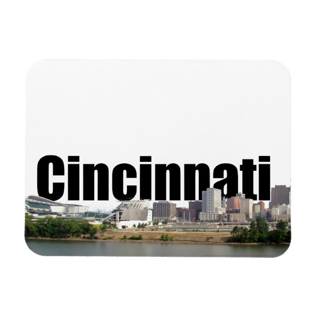 Magnet Flexible Cincinnati OH Skyline avec Cincinnati dans le ciel (Horizontal)