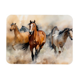Magnet Flexible « Cinq mustangs sauvages » Aquarelle occidentale p