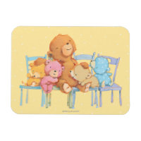 Cinq Ours Croustillants Et Colorés Sur Les Chaises