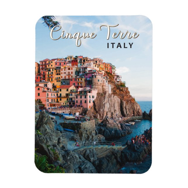 Magnet Flexible Cinque Terre Italie Aquarelle Vintage (Vertical)