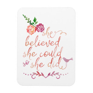 Magnet Flexible Citation aquarelle Elle a cru qu'elle pouvait donc