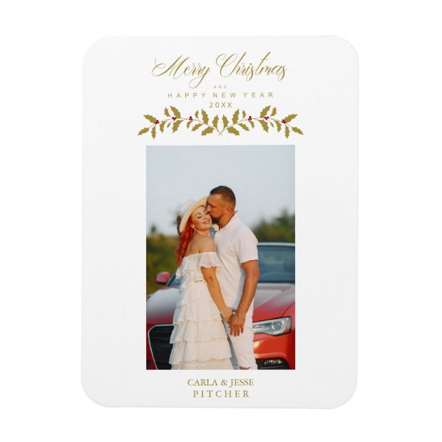Magnet Flexible Citation de script Whimsical Photo Famille de Noël (Vertical)