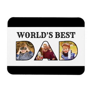 Magnet Flexible Citation du meilleur papa du monde 3 photo Collage
