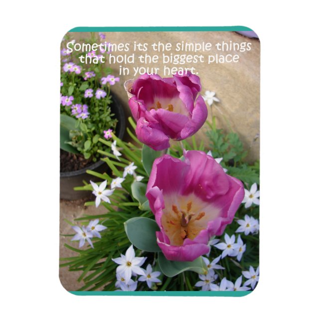 Magnet Flexible Citation inspirante Tulipe rose Fleur florale (Vertical)