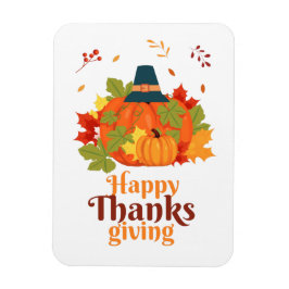 Magnet Flexible Citrouille bon thanksgiving avec Casquette et Feui