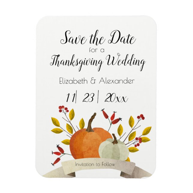 Magnet Flexible Citrouille Fun/ Thanksgiving Mariage /Enregistrer  (Vertical)
