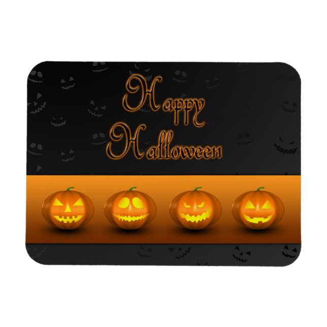 Magnet Flexible Citrouilles d'Halloween Jack-o-Lantern (Horizontal)