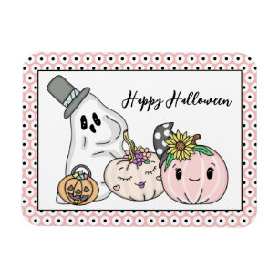 Magnet Flexible Citrouilles Whimsical d'Halloween rose et Boo