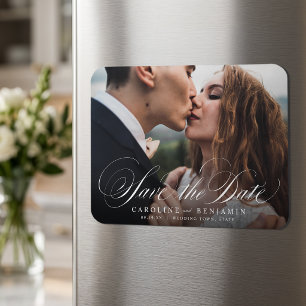Magnet Flexible Classic calligraphy photo wedding save the date ma