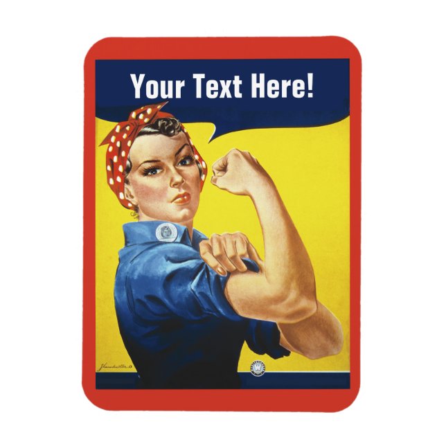Magnet Flexible Classic Rosie le Riveter avec vos mots (Vertical)