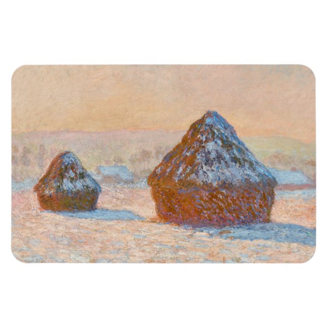 Magnet Flexible Claude Monet - Piles à roues, Effet neige, Matin (Horizontal)