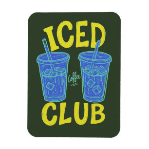 Magnet Flexible Club Café Glacé  Bleu Jaune Été Amateur de Café