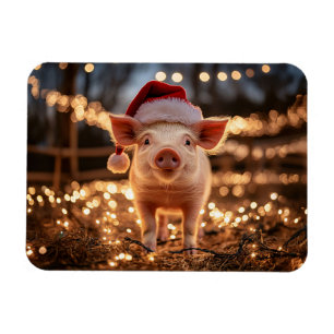 Magnet Flexible Cochon dans un chapeau de Père Noël flexible