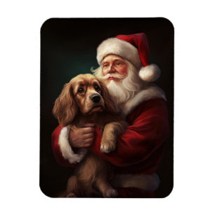 Magnet Flexible Cocker Spaniel avec Noël Festif du Père Noël