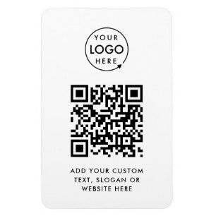 Magnet Flexible Code QR   Business Logo Professionnel Simple Blanc