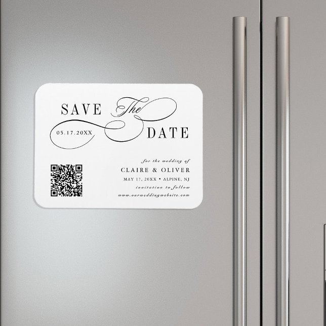 Magnet Flexible Code QR calligraphique tourbillonnant romantique E (Créateur téléchargé)