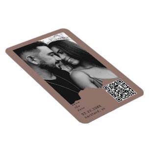 Magnet Flexible Code QR de photo de couple Clay Blush pour mariage