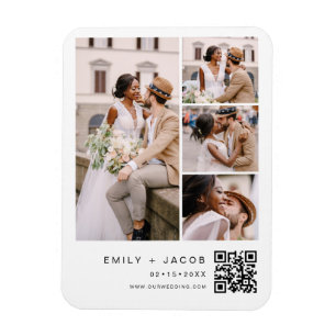 Magnet Flexible Code QR photo minimaliste Mariage blanc