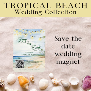 Magnet Flexible Code QR Plage Tropicale Enregistrer la Date de Des