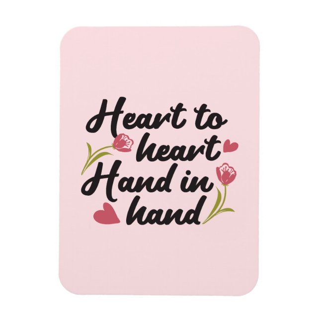 Magnet Flexible Coeur à coeur, main à main - Citation romantique (Vertical)