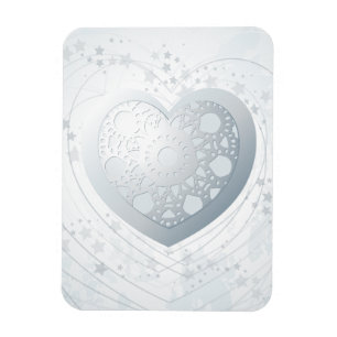 Magnet Flexible Coeur argenté, aimant Premium