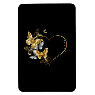 Magnet Flexible Coeur aux papillons d'or