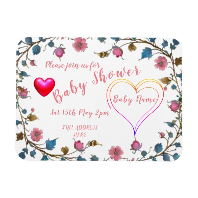 Magnet Flexible Coeur baby shower (Horizontal)