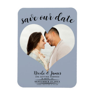 Magnet Flexible Cœur Bleu Poussiéreux Photo Mariage Économisez la