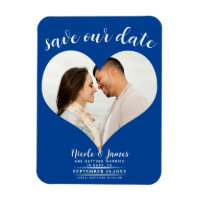 Cœur Bleu Profond Photo Mariage Épargnez la Date
