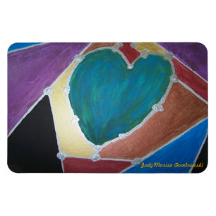 Magnet Flexible Coeur de vert bleu avec le thème de mosaïque