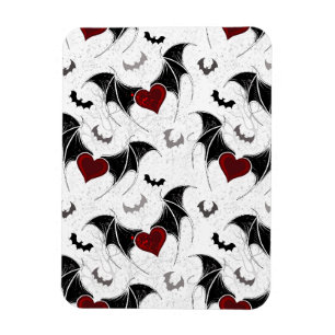 Magnet Flexible Coeur d'Halloween avec ailes de chauve-souris noir