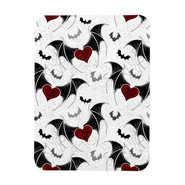 Magnet Flexible Coeur d'Halloween avec ailes de chauve-souris noir (Vertical)