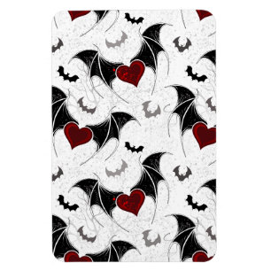 Magnet Flexible Cœur d'Halloween avec ailes de chauve-souris noire
