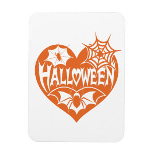 Magnet Flexible Cœur d'Halloween, Forme de cœur orange, Toile d'ar