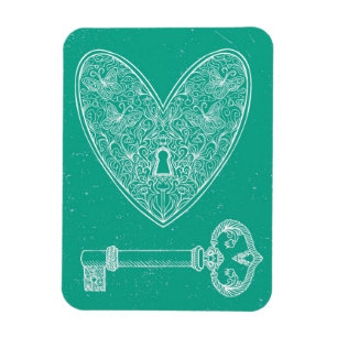 Magnet Flexible Coeur et clé verrouillés sur l'arrière - plan d