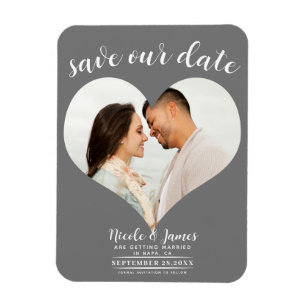 Magnet Flexible Cœur Gris Foncé Photo Mariage Étape à Sauvegarder