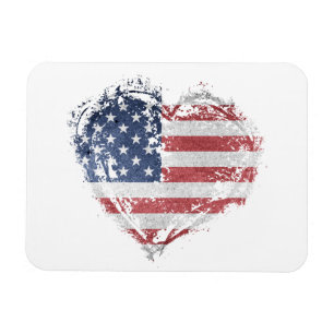 Magnet Flexible Coeur patriotique américain à Grunge