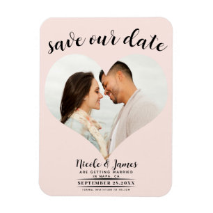 Magnet Flexible Cœur Rose Rouge Photo Mariage Enregistrer la Date