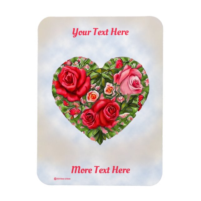 Magnet Flexible Coeur Rose vintage (Vertical)