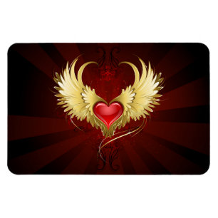 Magnet Flexible Coeur rouge avec ailes d'or